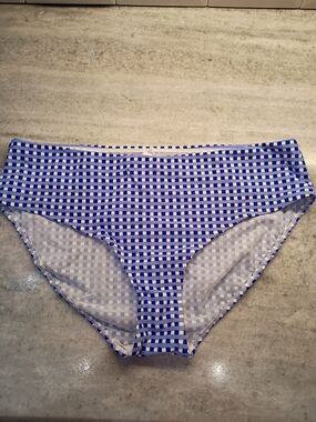 Sea Level Swim Checkmate Bikini Bottom Blue & White Women's Size 14 New